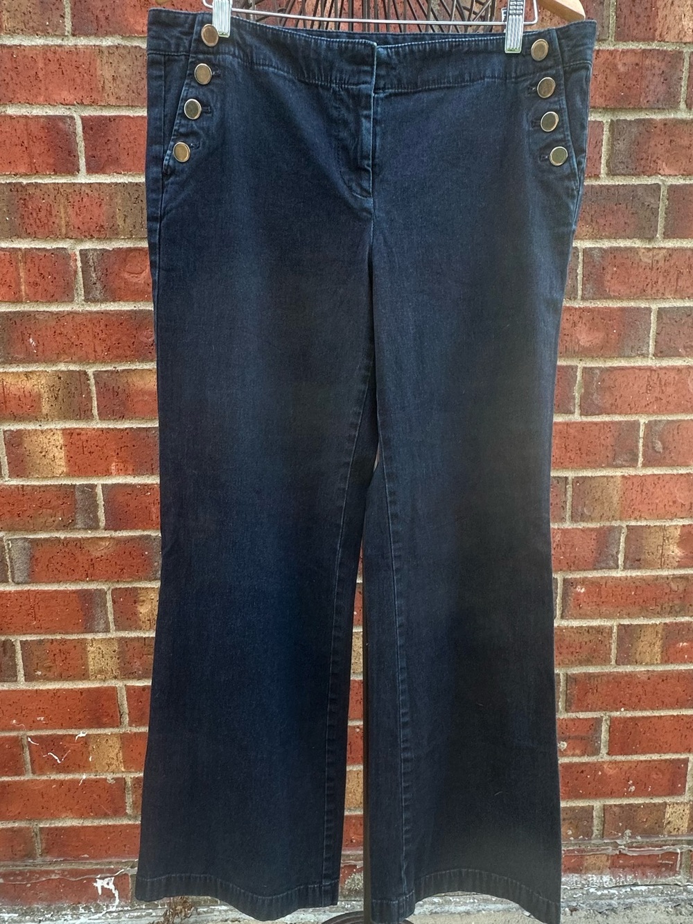 Ann Taylor Jeans Wide-Leg Denim Sailor Style Button Nautical Coastal Academia - Picture 4 of 16